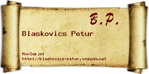 Blaskovics Petur névjegykártya